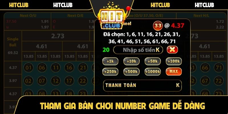 Tham gia bàn chơi Number Game dễ dàng